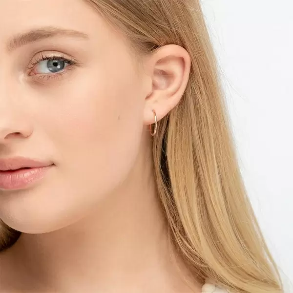 Leaf Jewelry Creole Rund S, 15mm, 14 K Rosegold