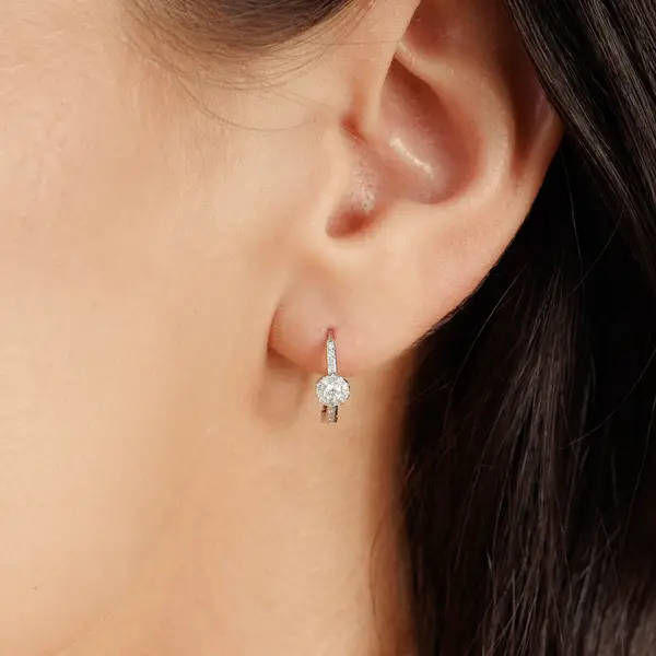 Leaf Jewelry Creolen Pave II, 14K Weißgold