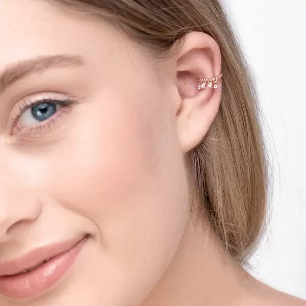 Leaf Jewelry Earcuff Fancy, 18 K Rosegold Vergoldet