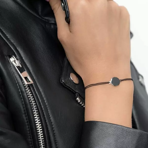 Leaf Jewelry Glücksbändchen 14 K Weißgold, Schwarz