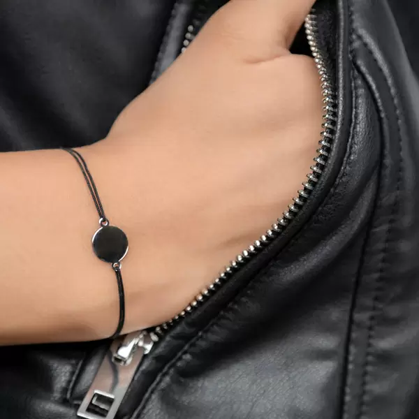 Leaf Jewelry Glücksbändchen 14 K Weißgold, Schwarz