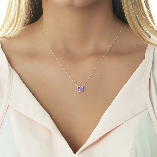 Leaf Jewelry Halskette Amethyst, 14 K Gelbgold