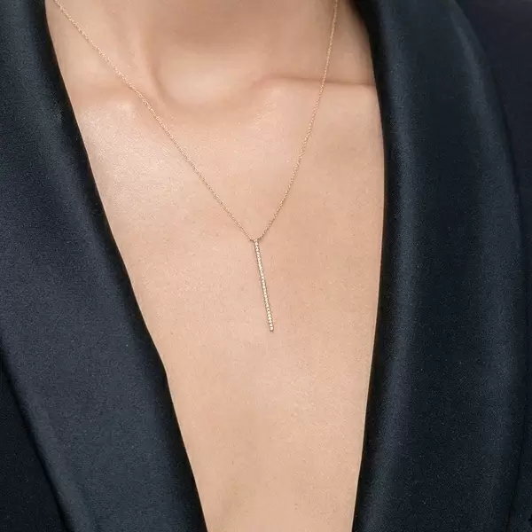 Leaf Jewelry Halskette Bar Diamanten, 18 K Gelbgold