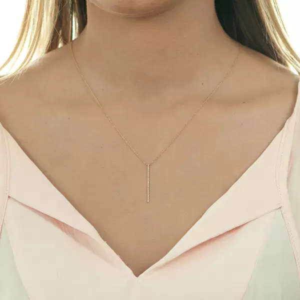 Leaf Jewelry Halskette Bar Diamanten, 18 K Rosegold