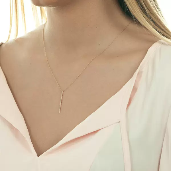 Leaf Jewelry Halskette Bar Diamanten, 18 K Rosegold