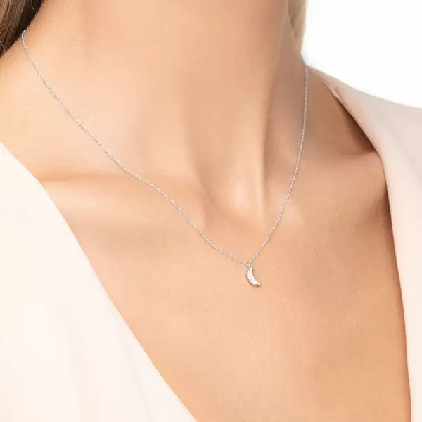 Leaf Jewelry Halskette Halbmond, 18 K Weißgold