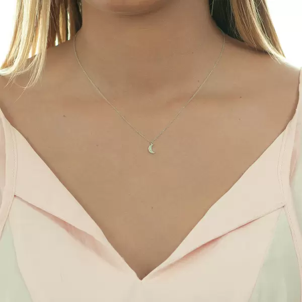 Leaf Jewelry Halskette Halbmond, 18 K Weißgold