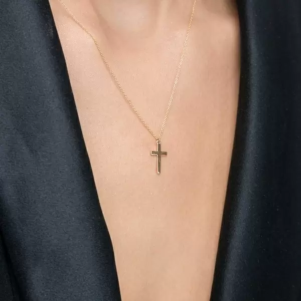 Leaf Jewelry Halskette Kreuz, 14 K Gelbgold