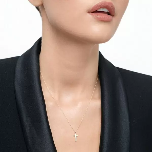 Leaf Jewelry Halskette Kreuz, 14 K Gelbgold