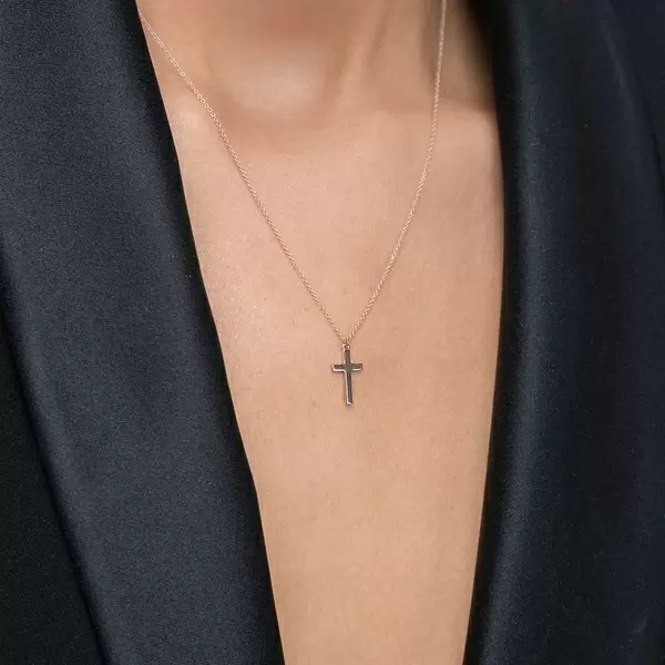 Leaf Jewelry Halskette Kreuz, 14 K Rosegold