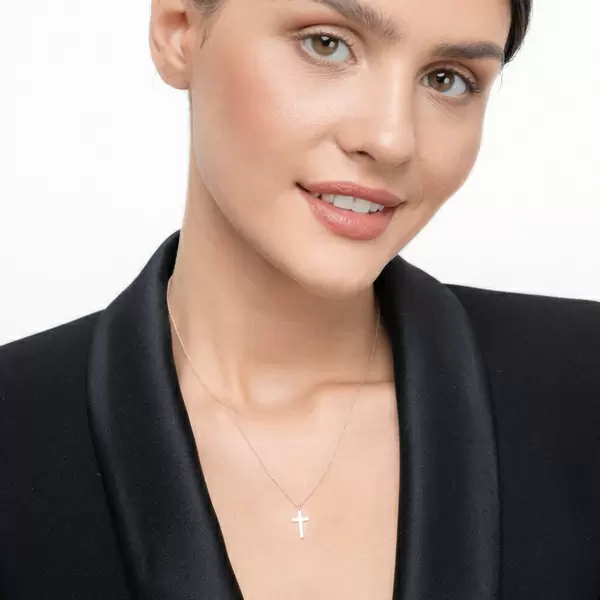 Leaf Jewelry Halskette Kreuz, 14 K Rosegold