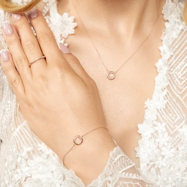 Leaf Jewelry Halskette Rosenquarz, 14 K Roségold