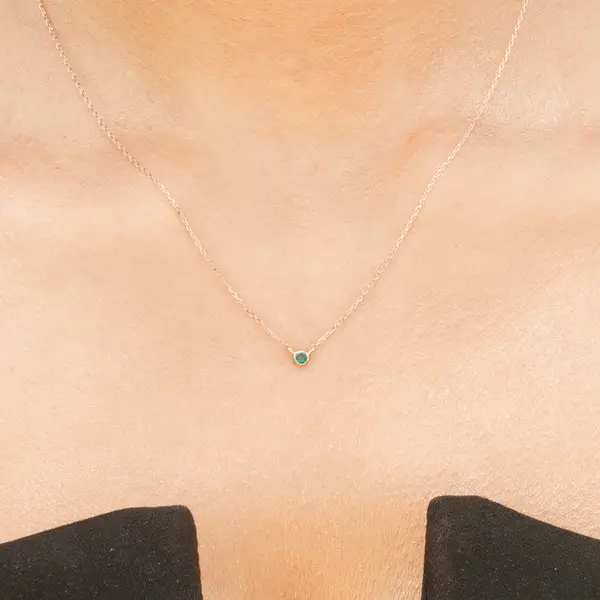 Leaf Jewelry Halskette Smaragd, 14K Rosegold