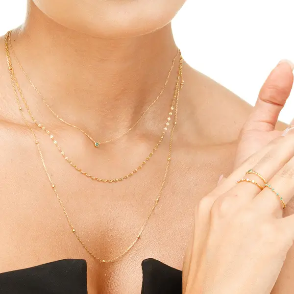 Leaf Jewelry Halskette Smaragd, 14K Rosegold