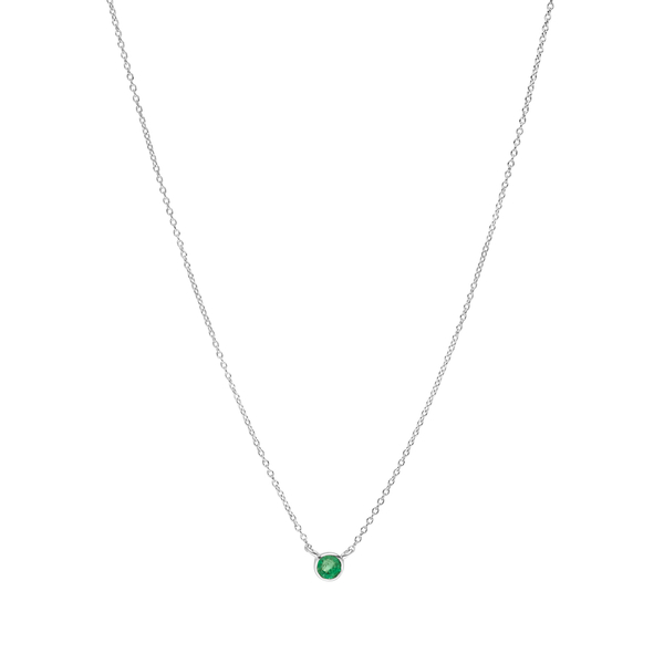 Leaf Jewelry Halskette Smaragd, 14K Weißgold