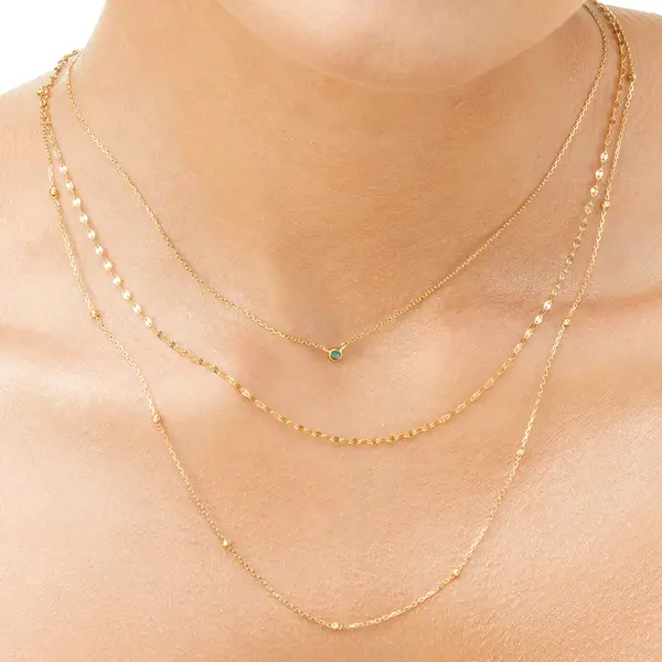 Leaf Jewelry Halskette Smaragd, 14K Weißgold