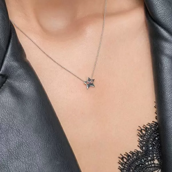 Leaf Jewelry Halskette Star, 14 K Weißgold