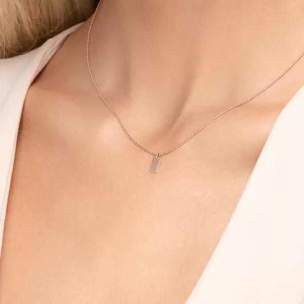 Leaf Jewelry Halskette Tiny Dog Tag, 14 K Rosegold