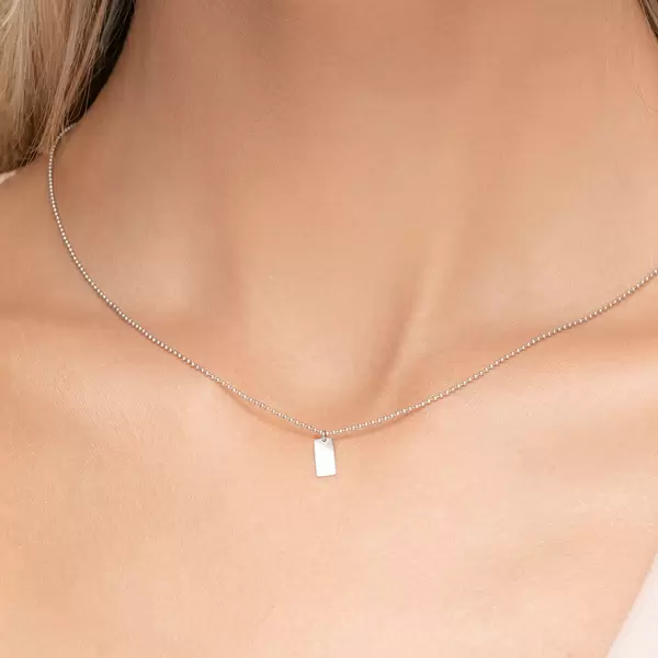 Leaf Jewelry Halskette Tiny Dog Tag, 14 K Weißgold