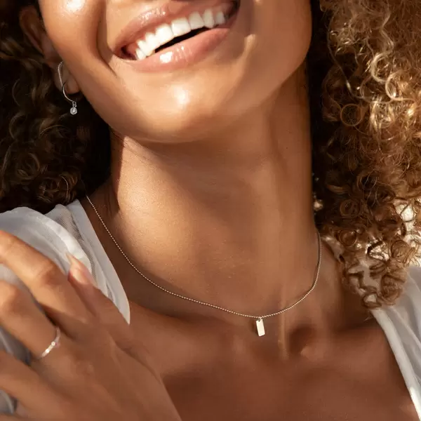 Leaf Jewelry Halskette Tiny Dog Tag, 14 K Weißgold