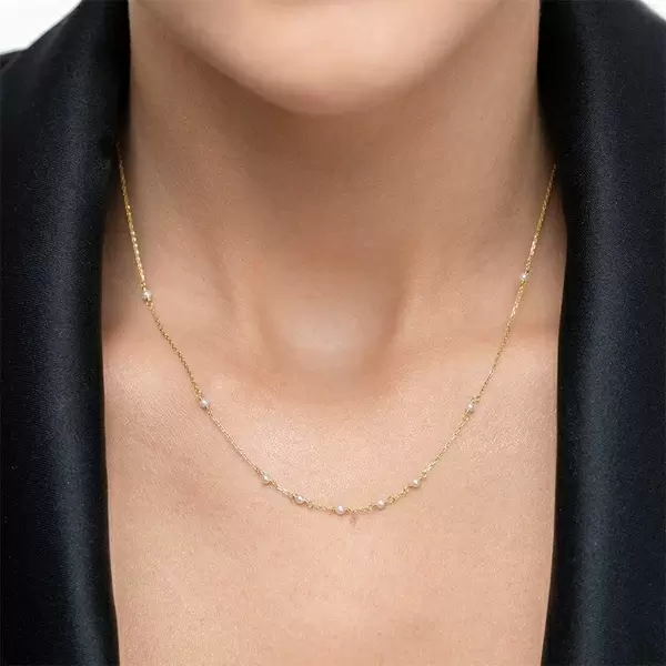 Leaf Jewelry Halskette White Pearls, 14 K Gelbgold