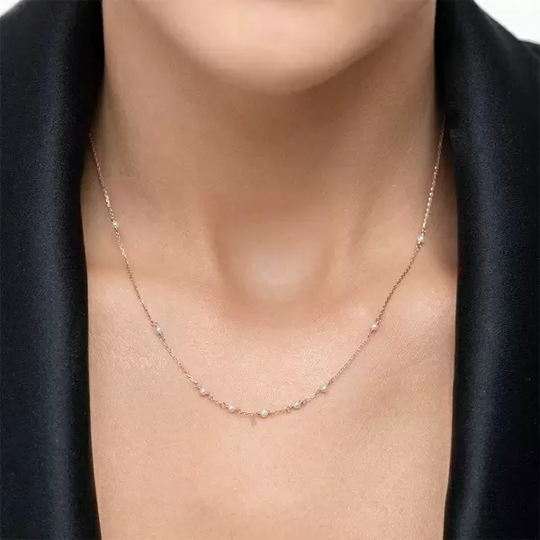 Leaf Jewelry Halskette White Pearls, 14 K Rosegold