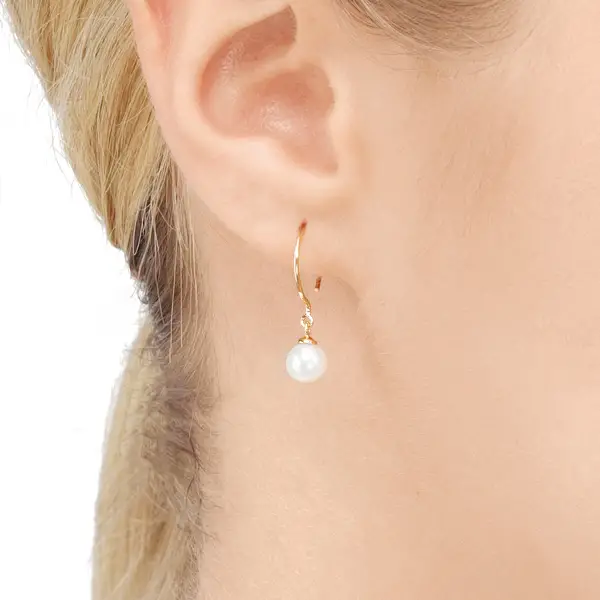 Leaf Jewelry Ohrhänger Single Pearls, 14K Gelbgold
