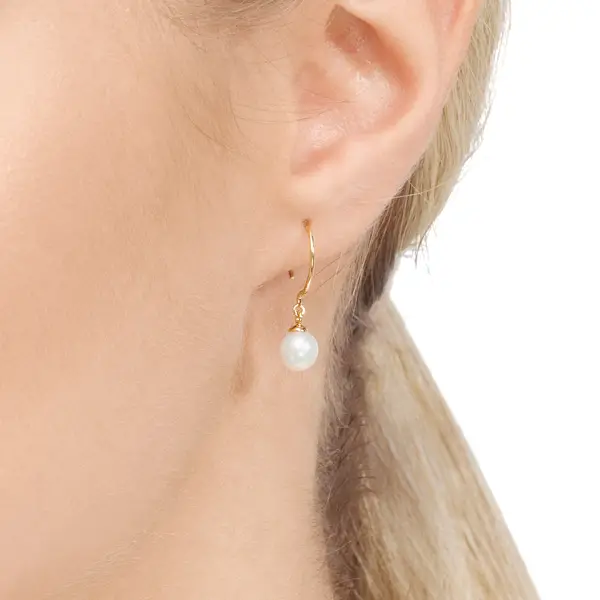 Leaf Jewelry Ohrhänger Single Pearls, 14K Gelbgold