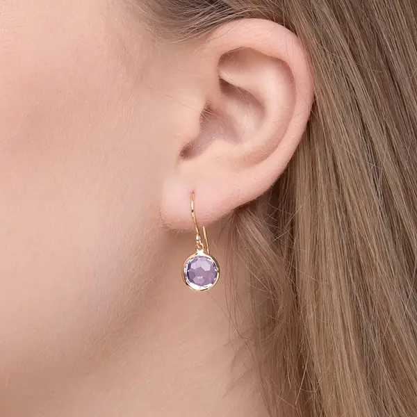 Leaf Jewelry Ohrringe Amethyst, 14 K Gelbgold
