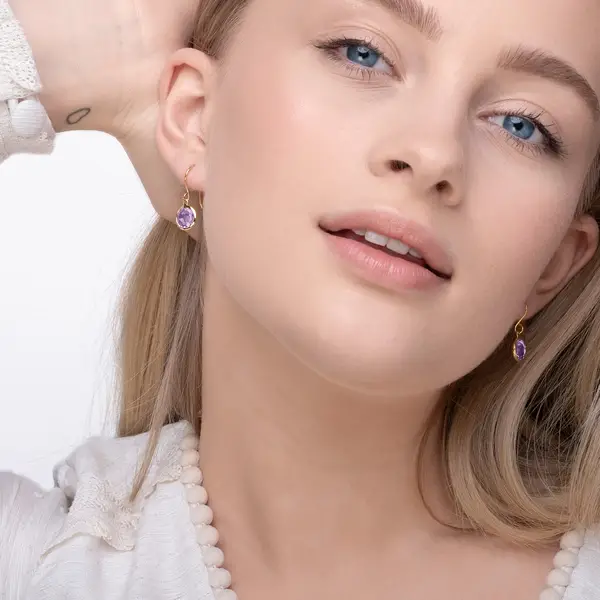 Leaf Jewelry Ohrringe Amethyst, 14 K Gelbgold