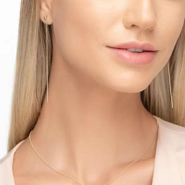 Leaf Jewelry Ohrringe Ball Chain, 14 K Gelbgold