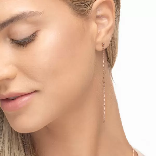 Leaf Jewelry Ohrringe Ball Chain, 14 K Rosegold