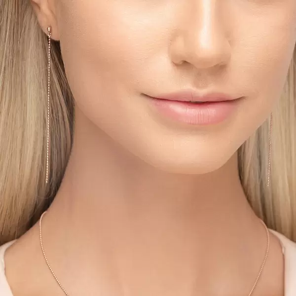 Leaf Jewelry Ohrringe Ball Chain, 14 K Rosegold