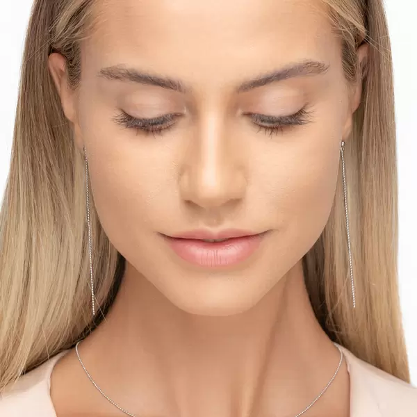 Leaf Jewelry Ohrringe Ball Chain, 14 K Weißgold