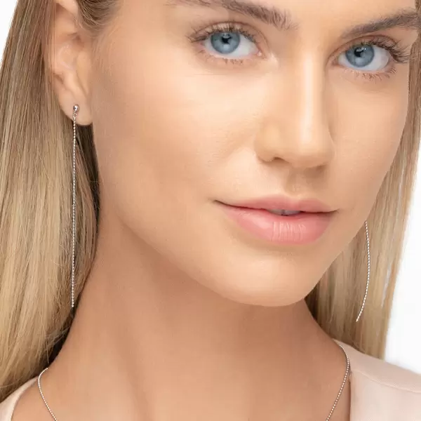 Leaf Jewelry Ohrringe Ball Chain, 14 K Weißgold