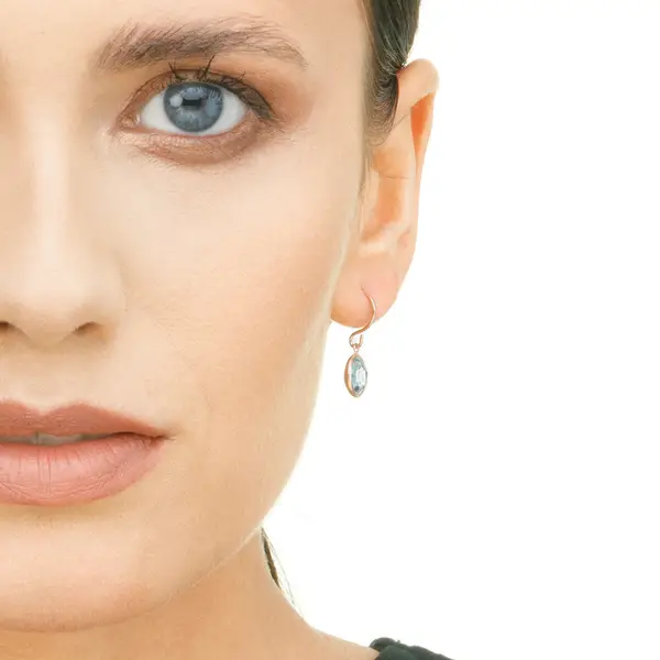 Leaf Jewelry Ohrringe Blauer Topas, 14 K Rosegold