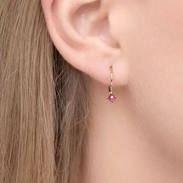 Leaf Jewelry Ohrringe Cabochon, Rubin, 14 K Gelbgold