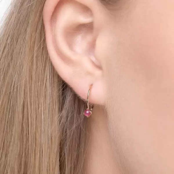 Leaf Jewelry Ohrringe Cabochon, Rubin, 14 K Gelbgold