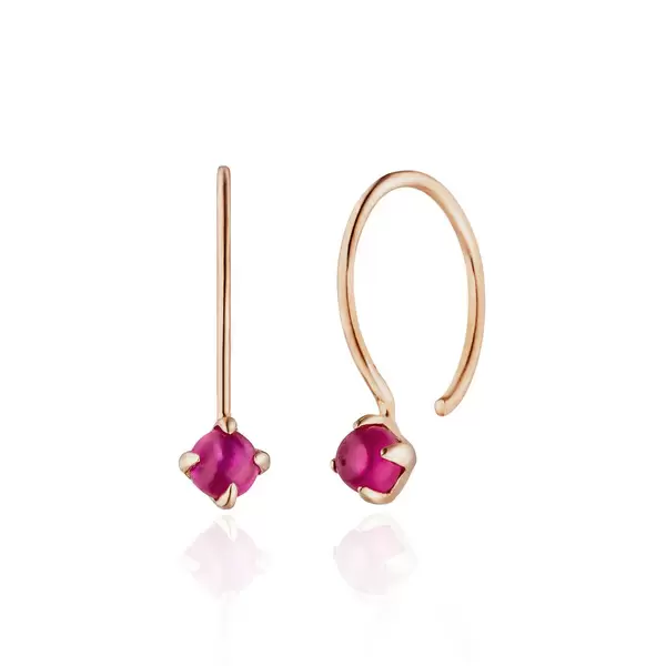 Leaf Jewelry Ohrringe Cabochon, Rubin, 14 K Roségold