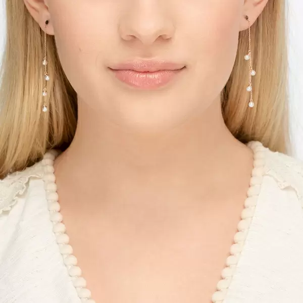 Leaf Jewelry Ohrringe Perle Kette, 14 K Rosegold