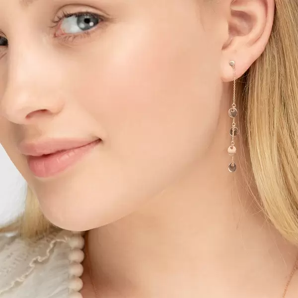 Leaf Jewelry Ohrringe Platelet Kette, 14 K Rosegold