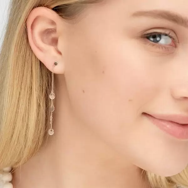 Leaf Jewelry Ohrringe Platelet Kette, 14 K Rosegold