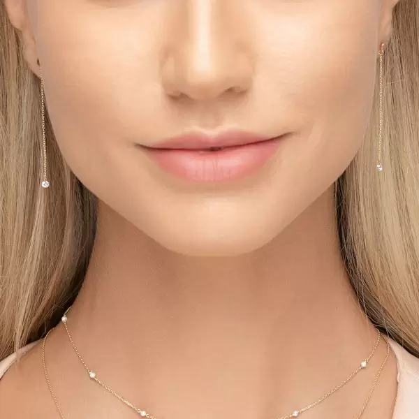 Leaf Jewelry Ohrringe Pure Kette, 18 K Gelbgold