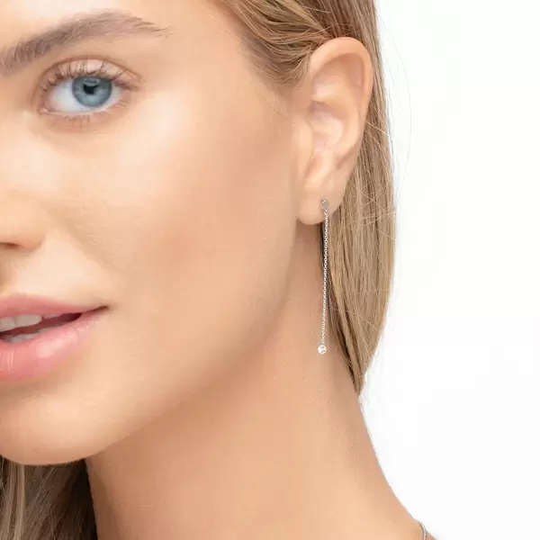 Leaf Jewelry Ohrringe Pure Kette, 18 K Weißgold