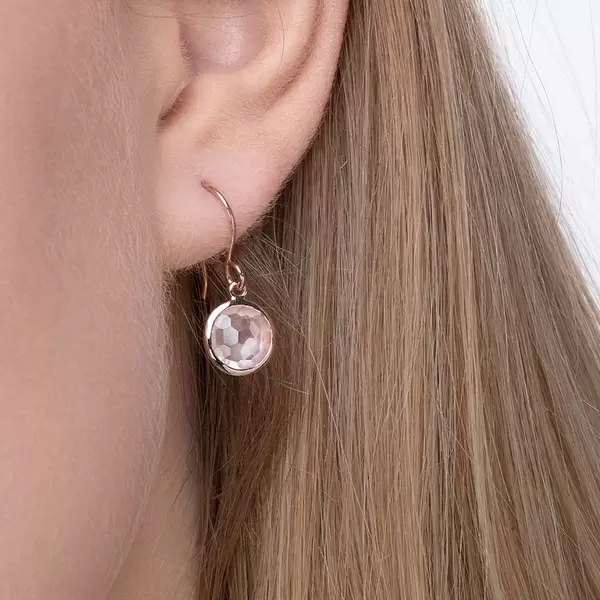 Leaf Jewelry Ohrringe Rosenquarz, 14 K Rosegold