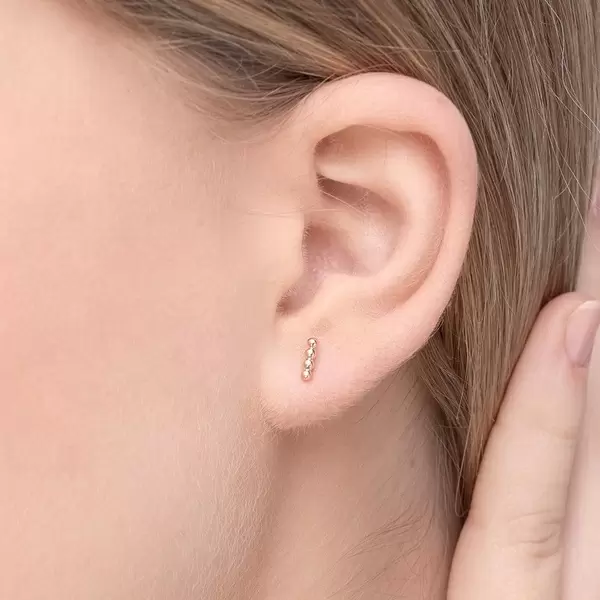 Leaf Jewelry Ohrstecker 4 Kugel, 14K Rosegold