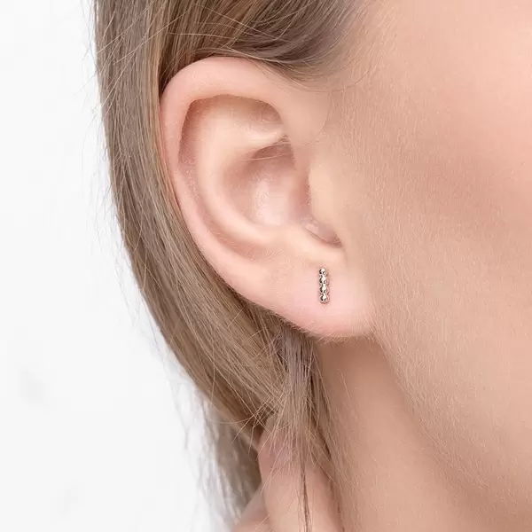 Leaf Jewelry Ohrstecker 4 Kugel, 14K Weißgold