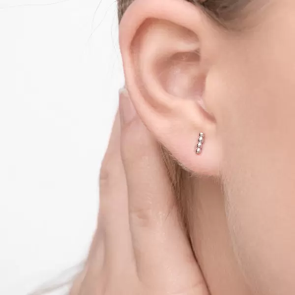 Leaf Jewelry Ohrstecker 4 Kugel, 14K Weißgold