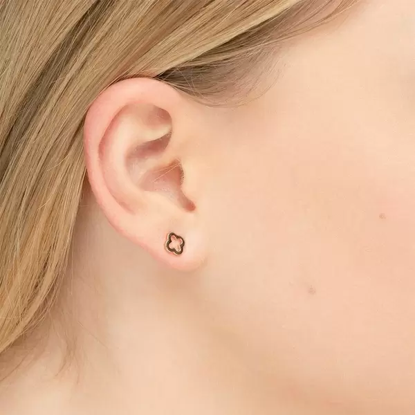 Leaf Jewelry Ohrstecker Clover, 14 K Rosegold