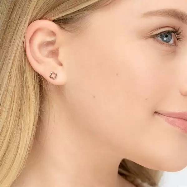 Leaf Jewelry Ohrstecker Clover, 14 K Rosegold
